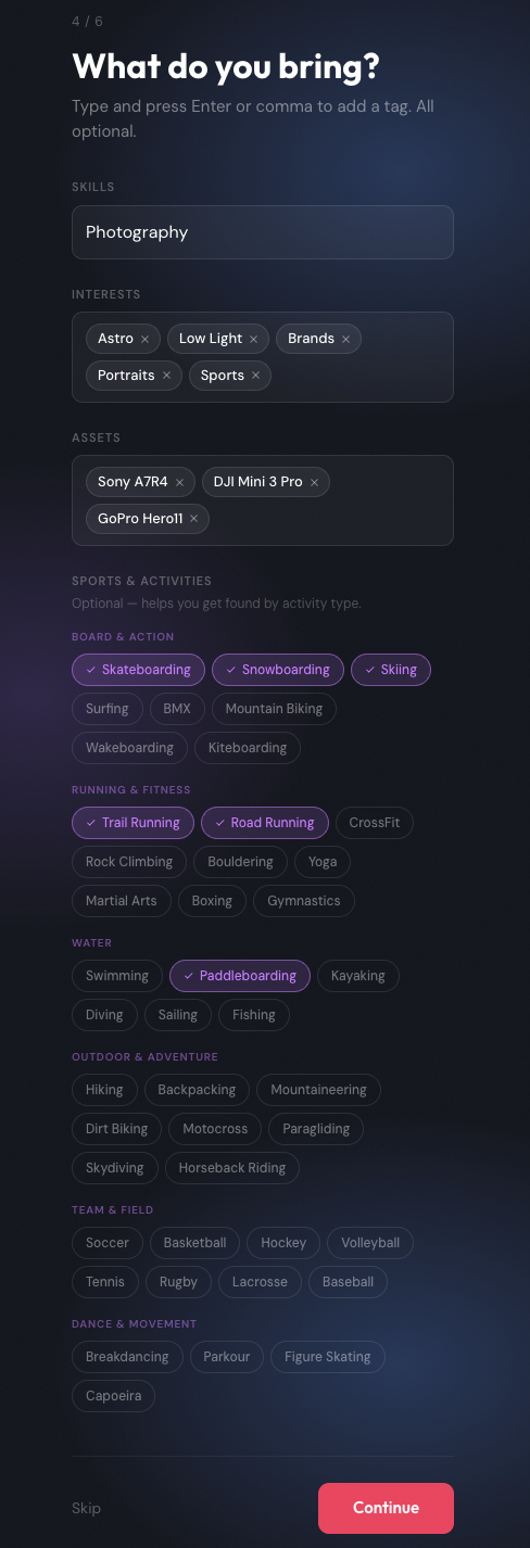 Profile setup